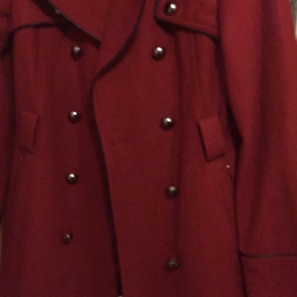 Red peacoat with black trim - Picture 3 of 7